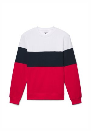 Felpa con blocchi di colore nelle tonalità bianco, blu navy e rosso. Design casual con collo a girocollo e polsini e orlo a costine. Tessuto in misto cotone.