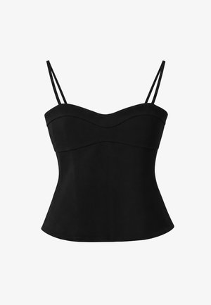 Stradivarius, FITTED SWEETHEART NECKLINE TOP - Top - black
