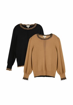 REGULAR FIT -  2 PACK - Strickpullover - black and camel