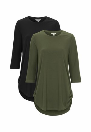 2 PACK WITH 3/4 SLEEVE - Long sleeved top - dark khaki green black