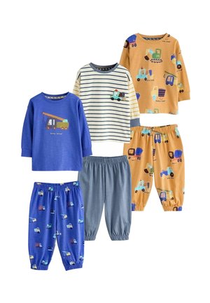 Next, OVERSIZED PYJAMAS 3 PACK SET - Pyžamová sada - brown yellow blue diggers