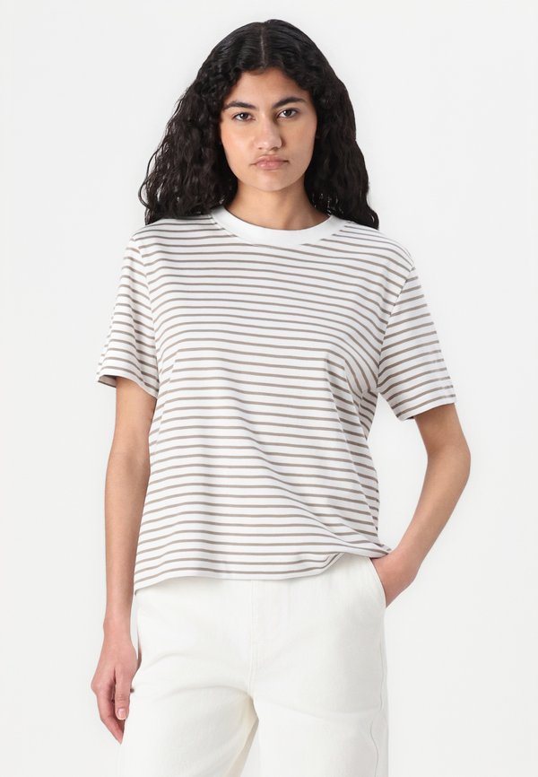 SLFESSENTIAL STRIPED  NOOS - Print T-shirt - greige4