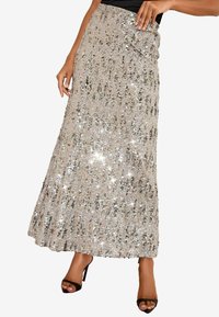 REGULAR FIT - SEQUIN  - Maksi svārki - silver