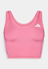 TRAIN ESSENTIALS 3STRIPES CROPPED - Linne - pink fusion/white