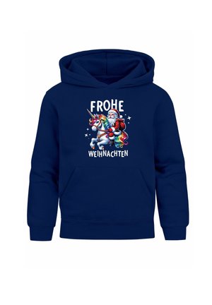 WEIHNACHTSMOTIVE LUSTIGE GESCHENKE OUTFIT - Kapuzenpullover - einhorn navy