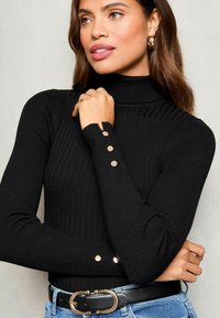 Lipsy ROLL NECK BUTTON DETAIL  - Svetr - black