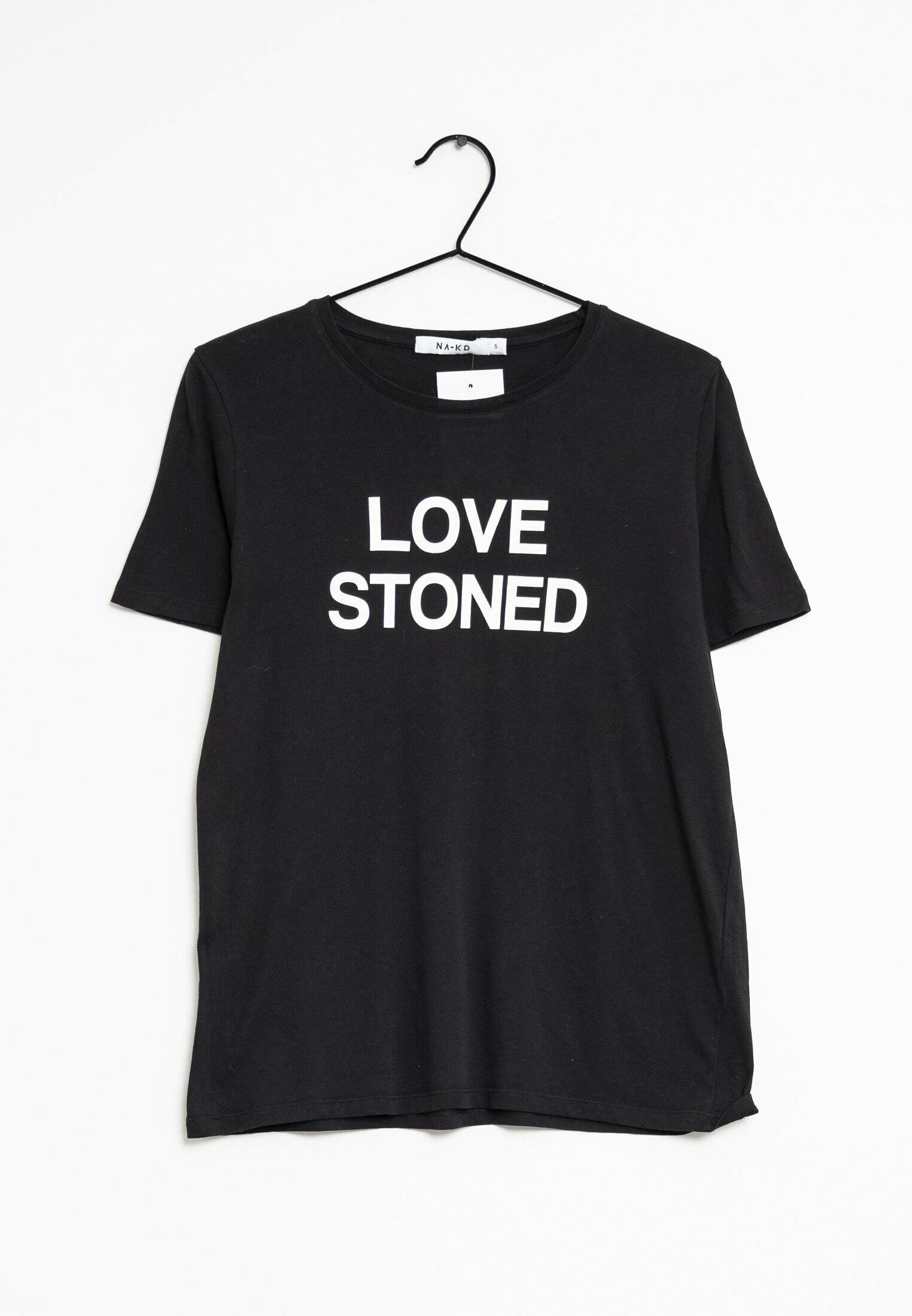 NA-KD Print T-shirt black (Pre-owned)