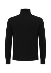 Maglione a collo alto nero con vestibilità aderente, polsini e orlo a coste. Realizzato in tessuto morbido e strutturato, con un design senza cuciture e dettagli minimalisti.