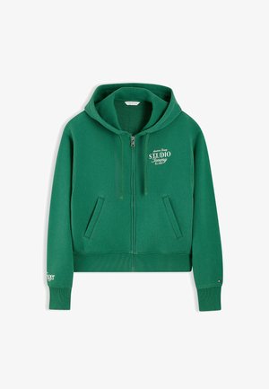 Tommy Hilfiger, TOMMY HILFIGER LOGO ZIP-THRU OVERSIZED HOODY - Zip-up sweatshirt - alaskan green