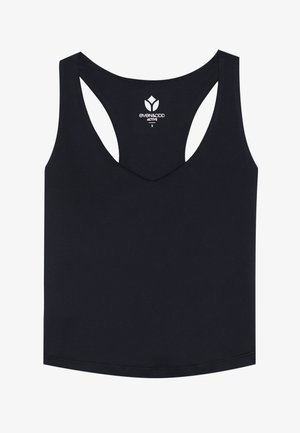 Top active nero con scollo a V e stile racerback. Realizzato in materiale elasticizzato, con un'etichetta del logo al centro della schiena.