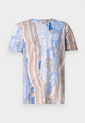 Carlo Colucci UNISEX - Nyomott mintás póló - beige/blue