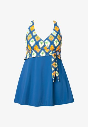 Ulla Popken, TROPICAL TILE LOOK - Swimsuit - whale blue