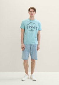 TOM TAILOR MIT LOGO - Triko s potiskem - meadow teal fine stripe