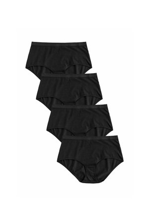 Quattro paia di mutande hipster in cotone nero con una finitura liscia e una morbida fascia in vita che presenta il logo del marchio.