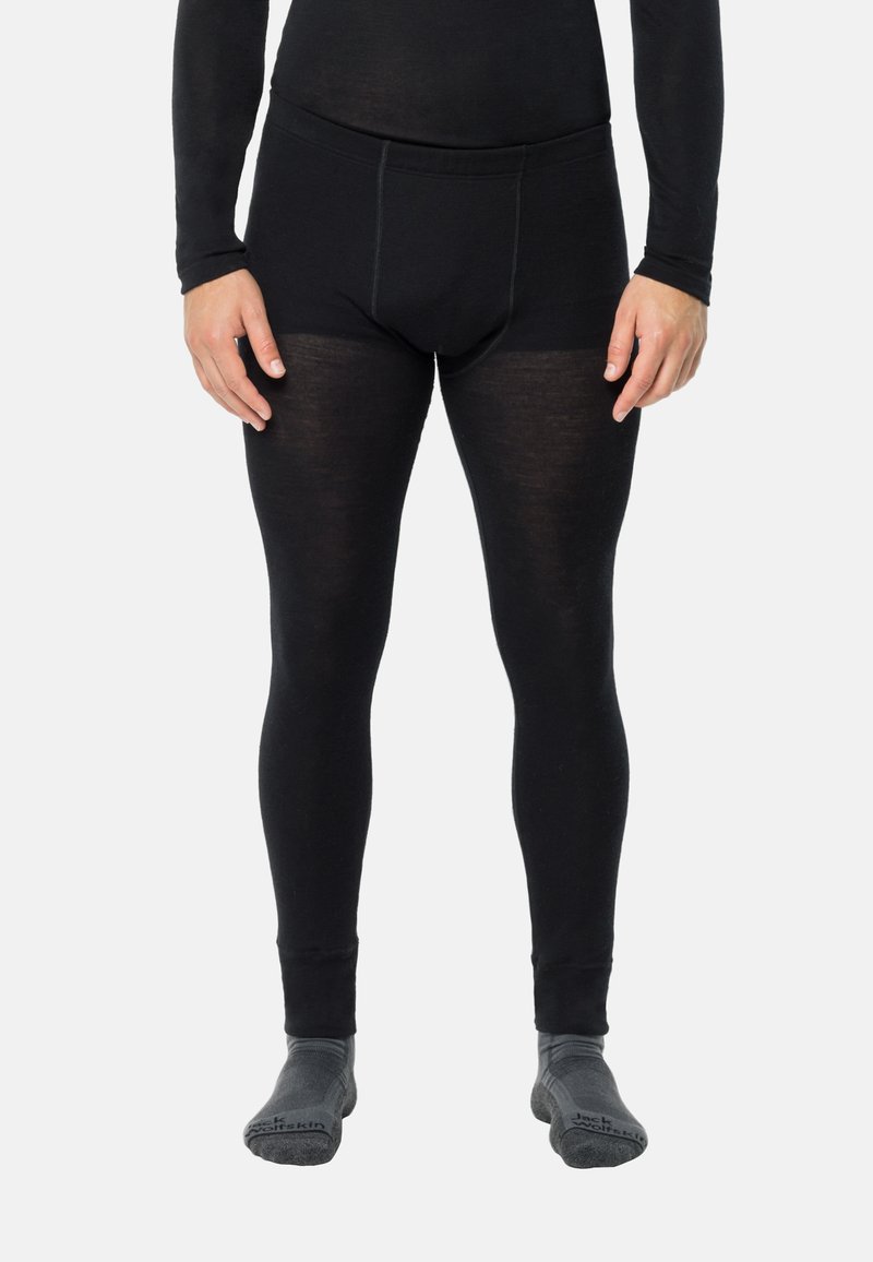 Schwarze Thermoleggings aus einem weichen, dehnbaren Material. Sie verfügen über ein figurbetontes Design mit einem elastischen Bund und einer glatten Textur.