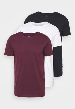 JERMANE 3 PACK - T-shirts - white/dark navy/wine