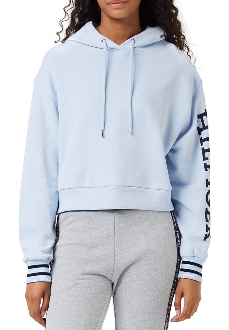 Tommy Hilfiger MONOTYPE SLV CROP - Hoodie - breezy blue/light blue -  Zalando.co.uk