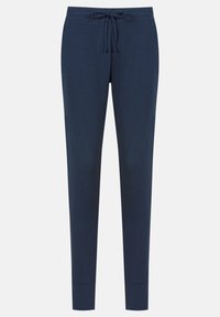 Pantalones jogger azul marino, confeccionados en un material suave, con cintura elástica y cordón, y pantalones ajustados para un ajuste cómodo.
