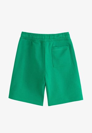 Bermudas verdes de algodón con una cinturilla elástica, con un bolsillo trasero y una textura suave. Diseño de longitud a medio muslo.