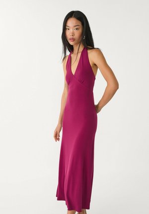 Stradivarius MIDI WITH KNOT - Džersejové šaty - pink