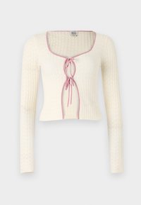 POINTELLE TIE FRONT - Kardigán - cream