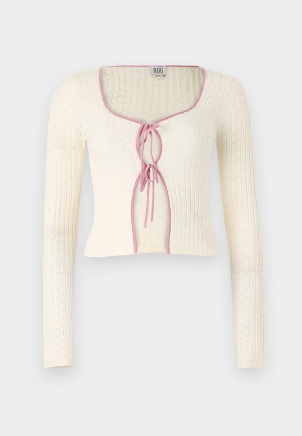 POINTELLE TIE FRONT - Cardigan - cream4