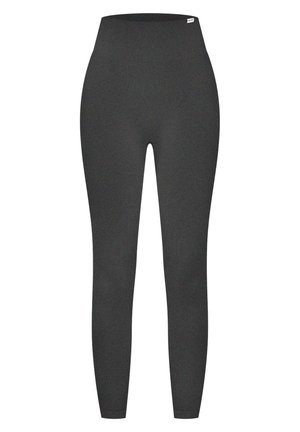 Mustat korkean vyötärön legginsit venyvää, texturoitua kangasta. Ominaisuuksina sileä vyötärö ja istuva siluetti. Ei näkyviä kuvioita.