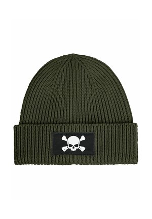 MIT PATCH SKULL TOTENKOPF AUFDRUCK - Beanie - oliv