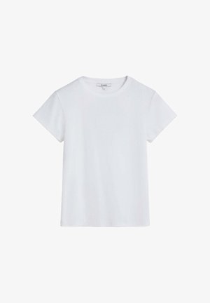 Witte T-shirt met korte mouwen van zachte katoen, met een ronde halslijn en een eenvoudig, onversierd ontwerp.