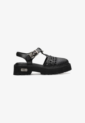 Cult, SLASH 4684 SANDAL W WEAV.VEG.LEAT/LEAT. BLACK - Scarpe con plateau - screziato-mottled black