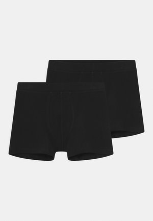 Schwarze Baumwoll-Boxershorts mit enganem Schnitt, elastischem Bund und glatter, einfarbiger Textur. Das Set enthält zwei Paare.