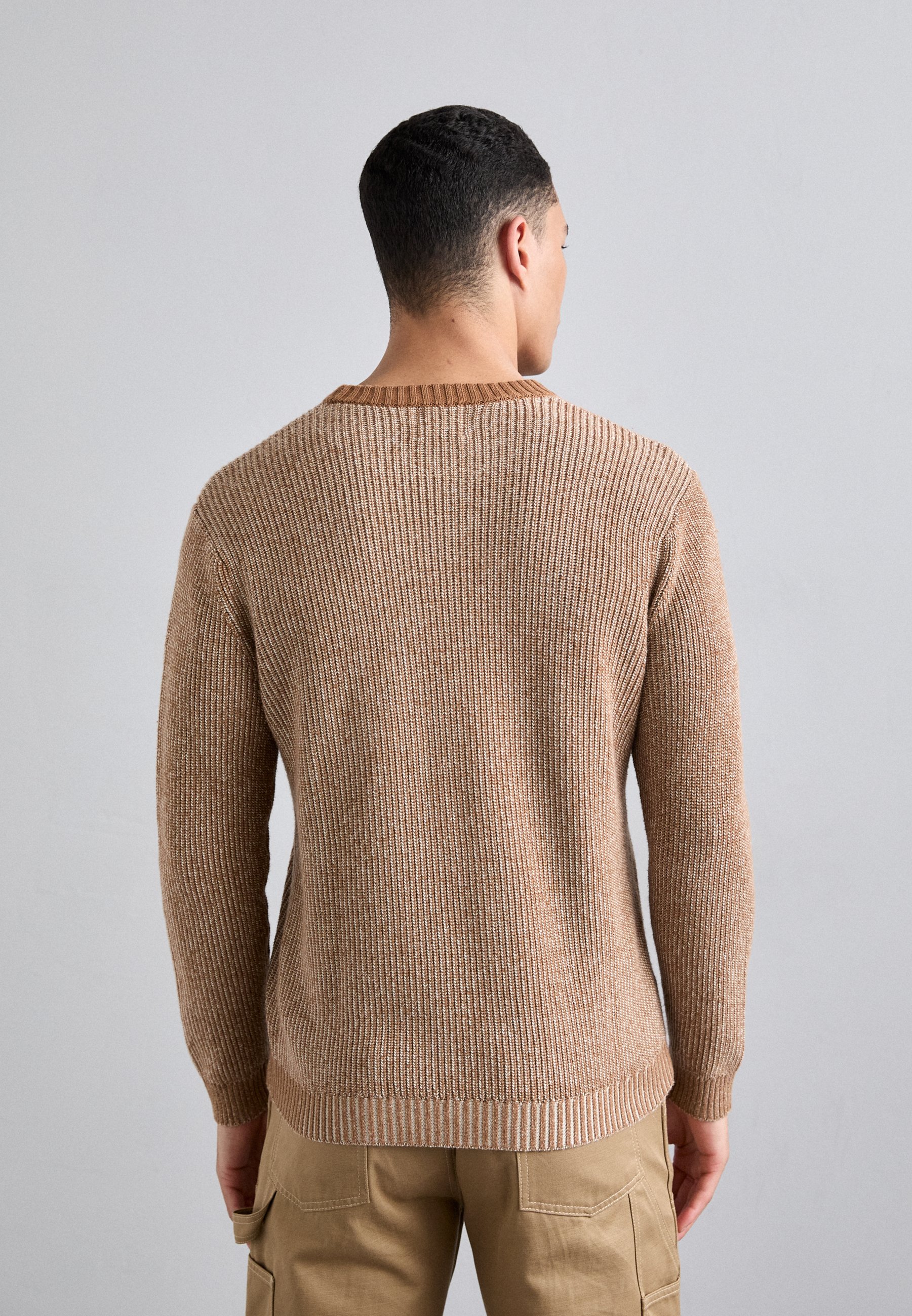 KNITID CASHMERE BLEND MIX RIB CREW - Jumper - mochaccino/full