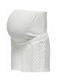 Ceinture de soutien maternité blanche avec une couverture en tissu doux et un panneau en dentelle décoratif.