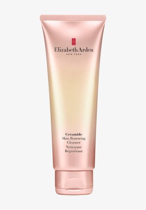 Nettoyant rénovant pour la peau Elizabeth Arden Ceramide dans un tube doux dégradé rose et or avec un bouchon à clapet.