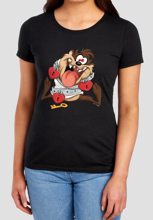 Cotton Soul, LOONEY TUNES VALENTINE'S DAY TAZ TIED UP WITH LOVE - Print T-shirt - black