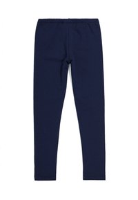 Leggings azul marino con una textura suave, que cuentan con una cinturilla elástica. El diseño es ajustado, sin costuras ni patrones visibles.