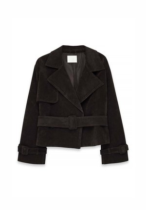 Imiteret læderjakke - dark brown