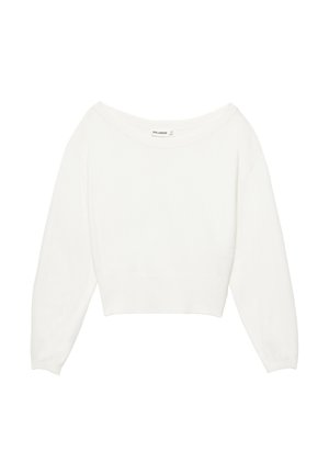 PULL&BEAR, STRIPED BOAT-NECK - JUMPER - Pullover - white