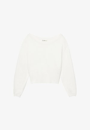 PULL&BEAR, STRIPED BOAT-NECK - JUMPER - Pullover - white