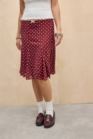 BDG Urban Outfitters JONI MIDI SKIRT - A-lõikeline seelik - burgundy spot