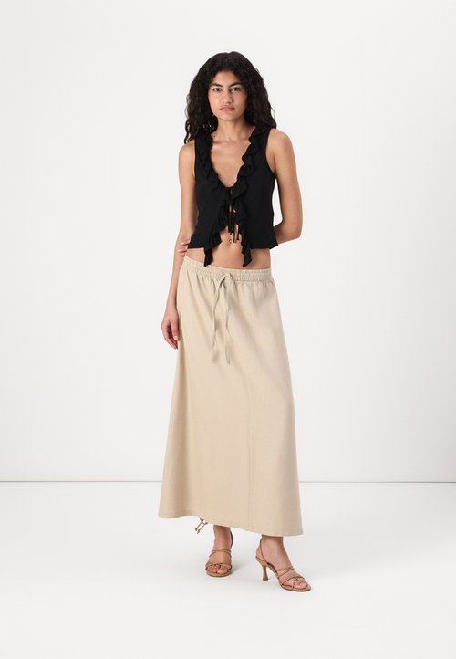 Jupe Femme Wallis Noire En Lin, Coupe Balançoire, Fermeture Zip, Taille 10