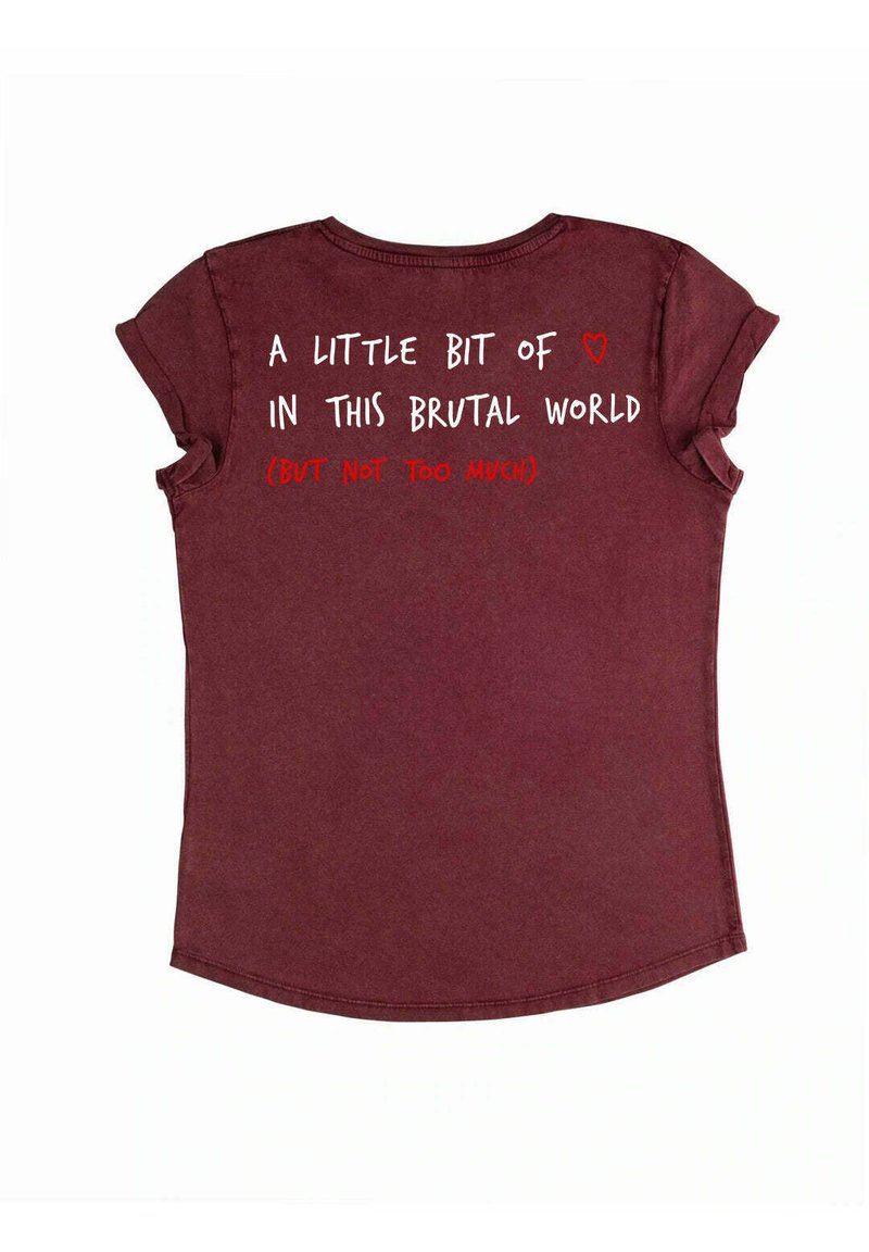 Mira Paris BRUTAL BACK PRINT ROLL UP VINTAGE - Triko s potiskem - red