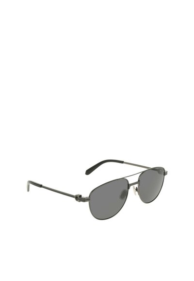Thin metal-framed aviator sunglasses with dark lenses and black ear tips, shown on a white background.