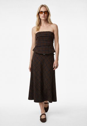 Koton, PLAID STRAPLESS - Top - brown