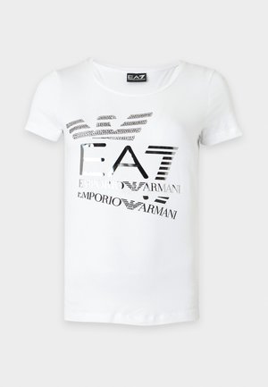 EA7 Emporio Armani, TRAIN LOGO SERIES TEE EAGLE CROSSOVER - Nyomott mintás póló - white