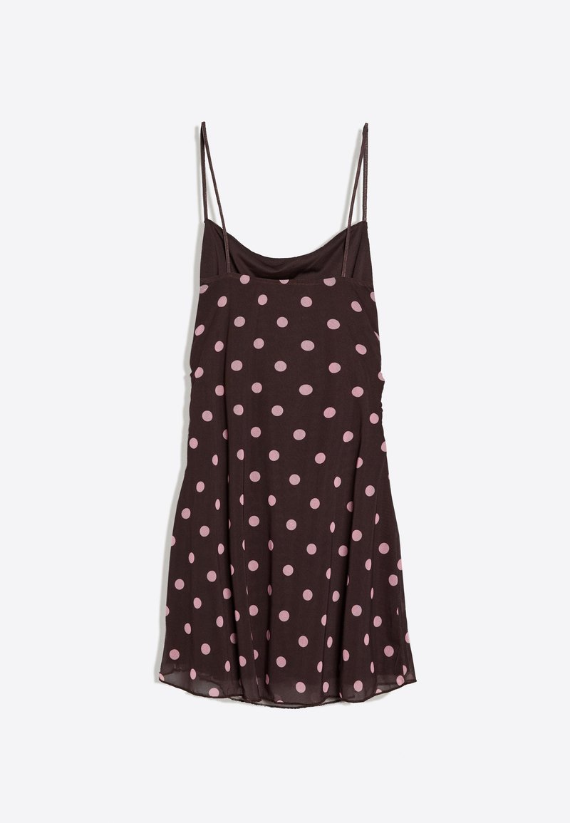 princess polly baby blue dress Bershka PRINTED MIDI WITH STRAPS - Day dress - beige main image 0