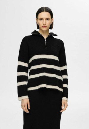 SLFMALINE LS HALF ZIP NOOS - Striktrøje - black