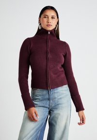 Weekday WINONA ZIP CARDIGAN - Kardigan - dark red