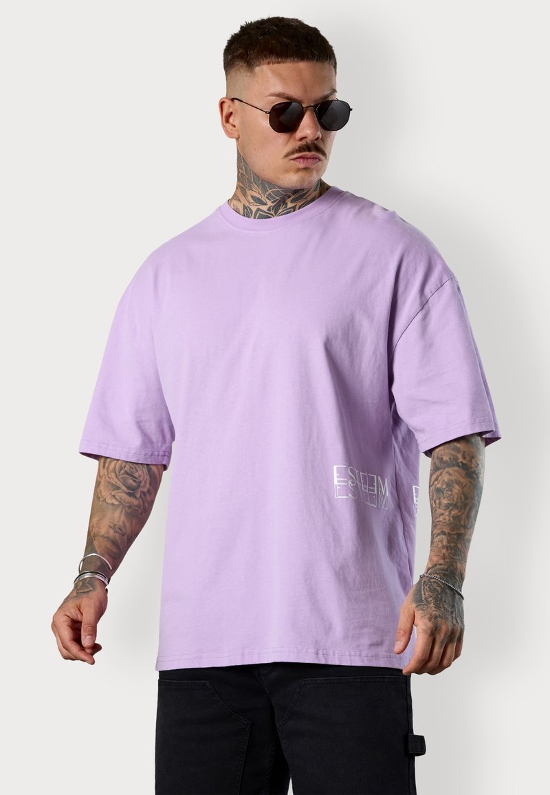 ESTEEM DOUBLE LETTERING OVERSIZED - Print T-shirt - lilac