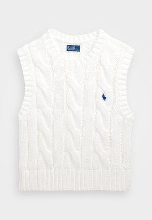 Polo Ralph Lauren CABLE KNIT COTTON CROPPED VEST - Strickpullover - white